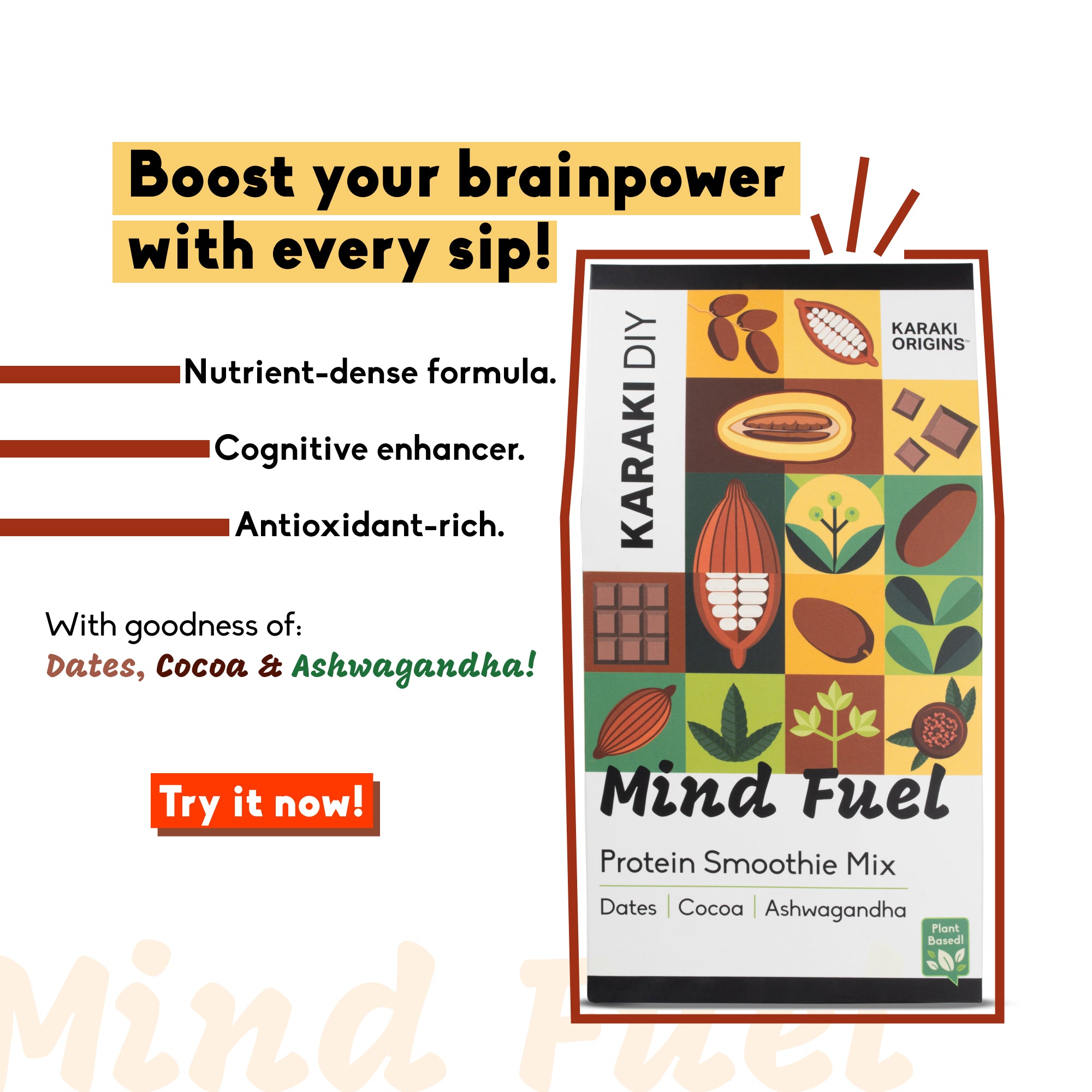 Mind Fuel - Protein Smoothie Mix - Dates, Cocoa, Ashwagandha