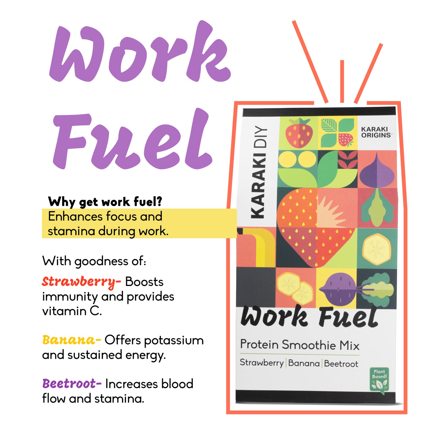 Breakfast Protein Smoothie Mix - Work Fuel (Strawberry | Banana | Beetroot)