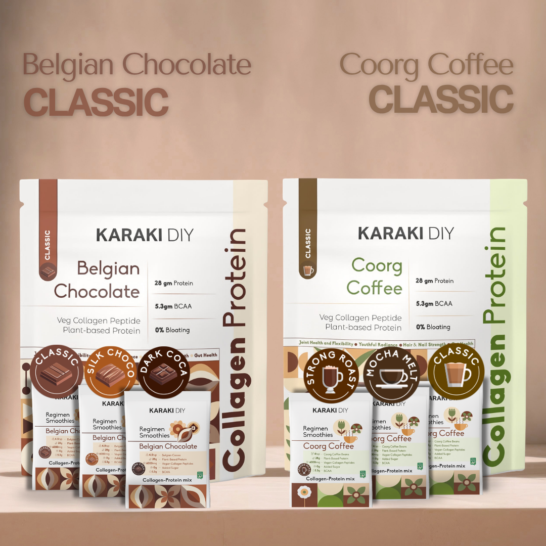 Collagen Protein: Belgian Chocolate (Classic) + Coorg Coffee (Classic) + 6 Sachets